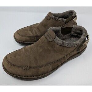 Teva Women's Kira Beluga Slip On Sherpa Lined Clogs Sz 8.5 Brown Suede Leather